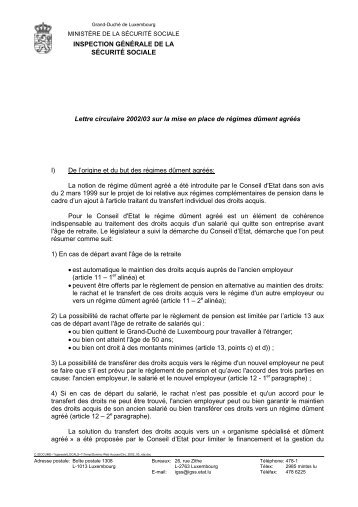 Lettre-circulaire 2002/03 - Ministère de la sécurité sociale