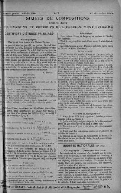 DE L'INSTRUCTION PRIMAIRE - INRP