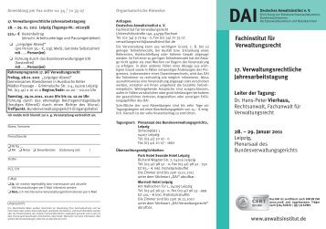 17. Verwaltungsrechtliche Jahresarbeitstagung - Deutsches ...