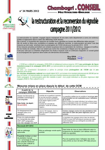 Mars 2012 règlementation.pub - Chambre d'agriculture de l'Aude