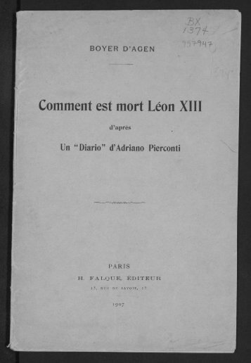 Comment est mort Léon XIII - Digital Repository Services