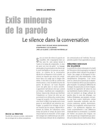 Exils mineurs de la parole - Revue des sciences sociales