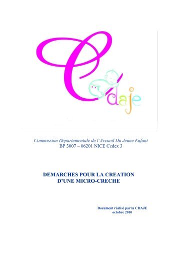 demarches pour la creation d'une micro-creche - Conseil Général ...