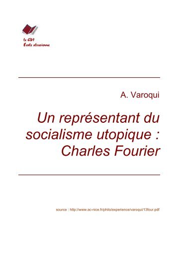 Un représentant du socialisme utopique ... - Ecole alsacienne