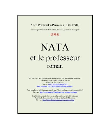 NATA et le professeur. Roman - Les Classiques des sciences ...