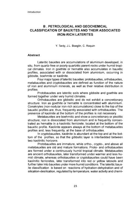 Ird Classification Petrological and geochemical classification of bauxites and ... - IRD