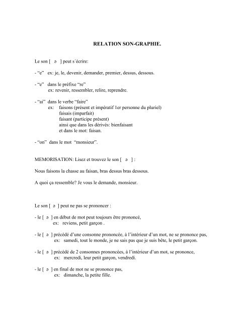 Relation Son Graphie Fleusb