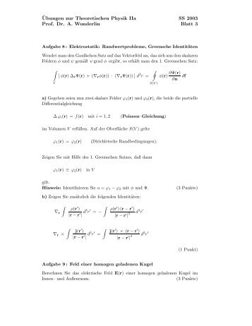 ¨Ubungen zur Theoretischen Physik IIa SS 2003 Prof. Dr. A ...