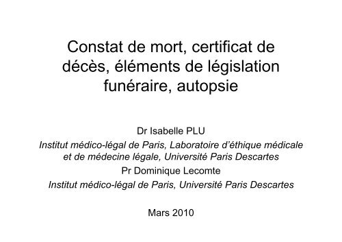 Constat De Mort Certificat De Deces Elements De Legislation