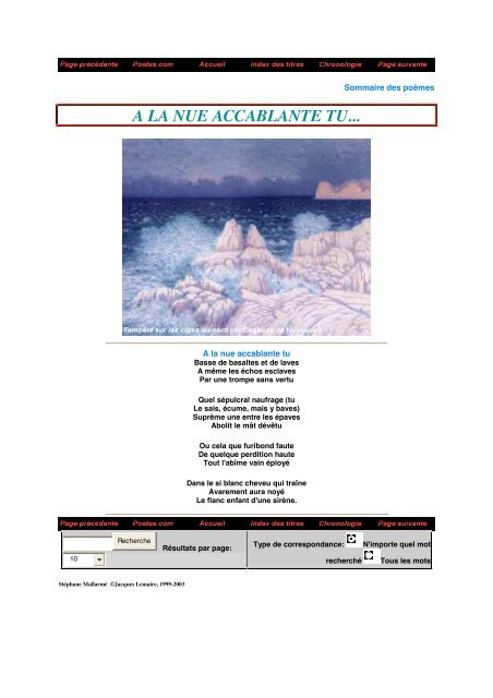 A LA NUE ACCABLANTE TU... - Mioara Mugur-Schachter