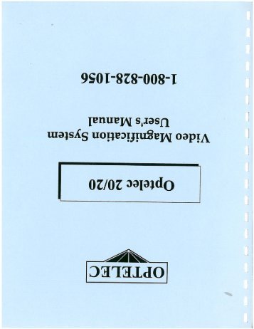 Optelec 2020 User Manual