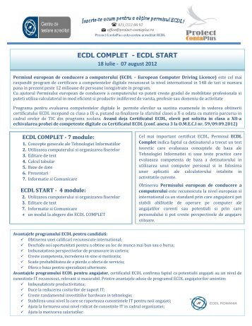 ECDL COMPLET - ECDL START - Proiect ContaPlus