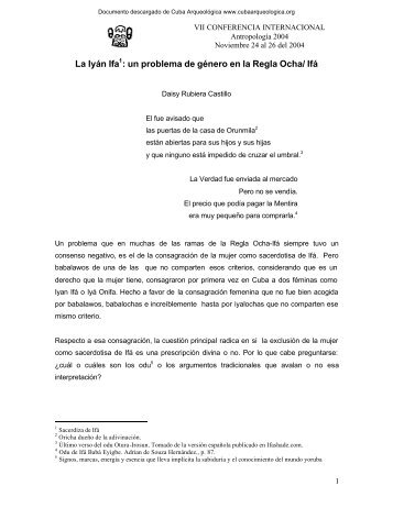 un problema de género en la Regla Ocha/ Ifá - Cuba Arqueológica