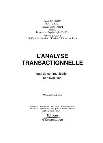 L'ANALYSE TRANSACTIONNELLE - Éditions Eyrolles