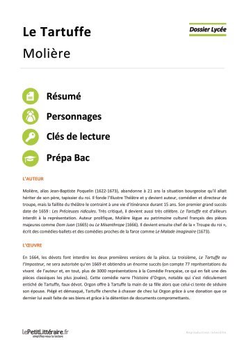 Le Tartuffe, Molière - Dossier lycée - Numilog