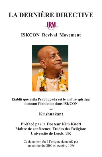 LA DERNIÈRE DIRECTIVE - ISKCON Revival Movement