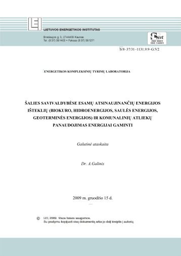 Šalies savivaldybėse esamų atsinaujinančių energijos išteklių