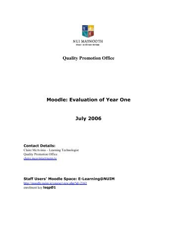 Moodle Evaluation 2006 - Centre for Teaching & Learning