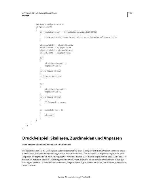 Actionscript 3 Entwicklerhandbuch