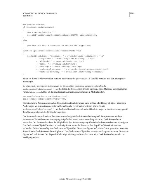 Actionscript 3 Entwicklerhandbuch