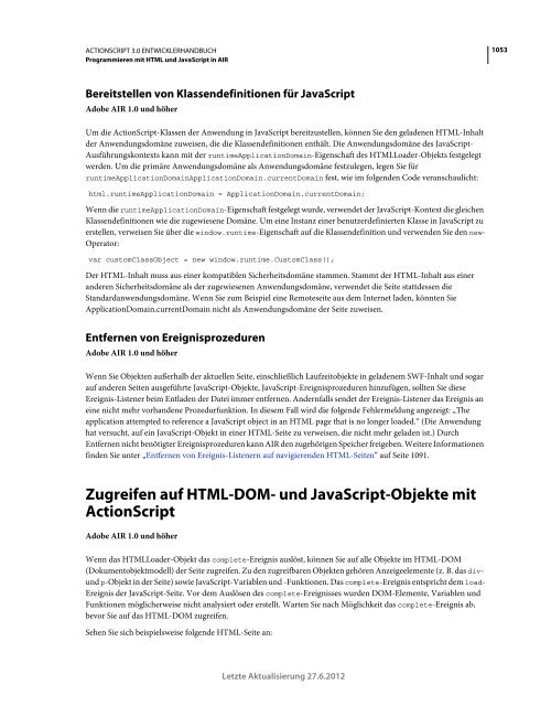 Actionscript 3 Entwicklerhandbuch