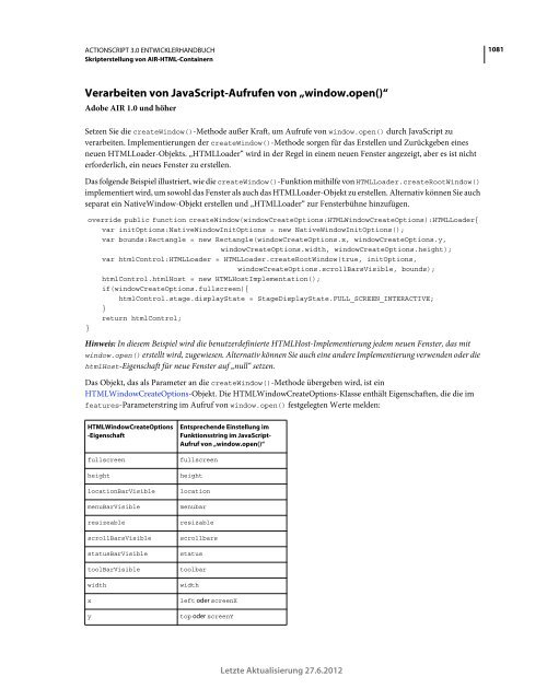 Actionscript 3 Entwicklerhandbuch