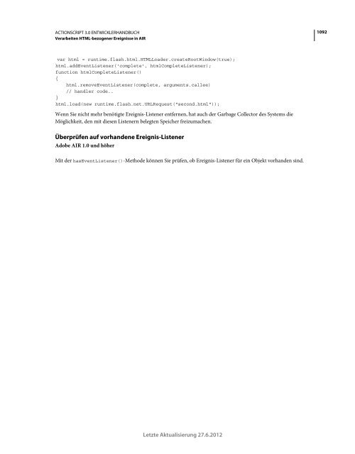 Actionscript 3 Entwicklerhandbuch