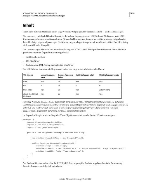 Actionscript 3 Entwicklerhandbuch