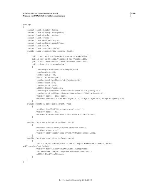 Actionscript 3 Entwicklerhandbuch