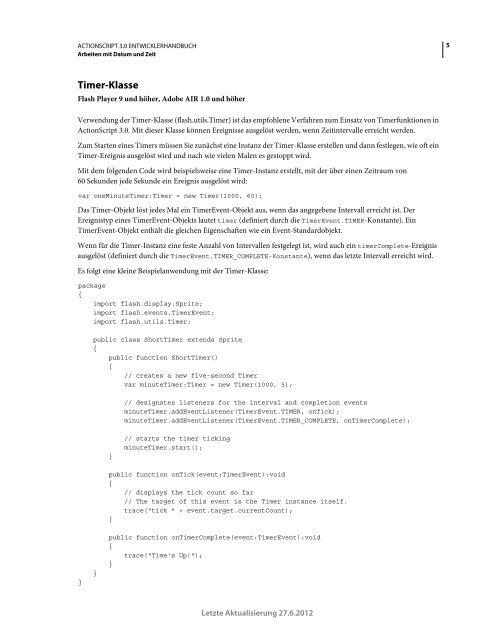 Actionscript 3 Entwicklerhandbuch