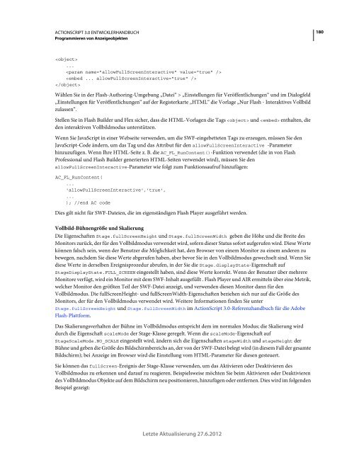 Actionscript 3 Entwicklerhandbuch
