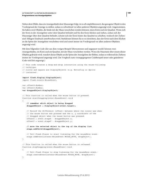 Actionscript 3 Entwicklerhandbuch