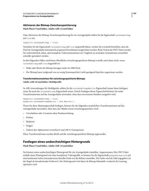 Actionscript 3 Entwicklerhandbuch