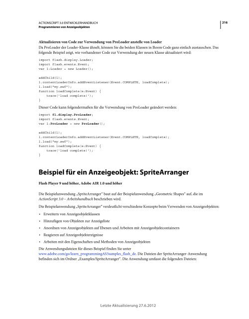 Actionscript 3 Entwicklerhandbuch