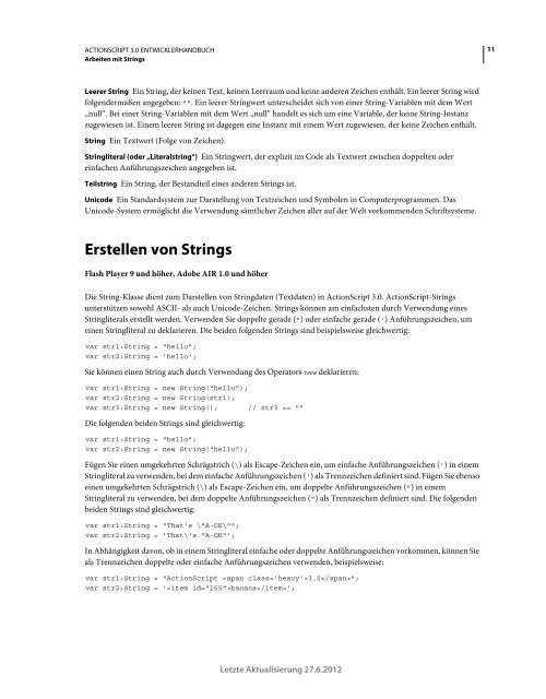 Actionscript 3 Entwicklerhandbuch