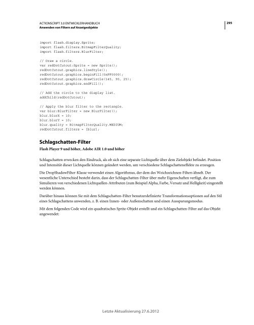 Actionscript 3 Entwicklerhandbuch