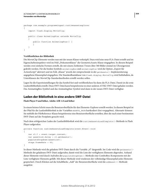 Actionscript 3 Entwicklerhandbuch