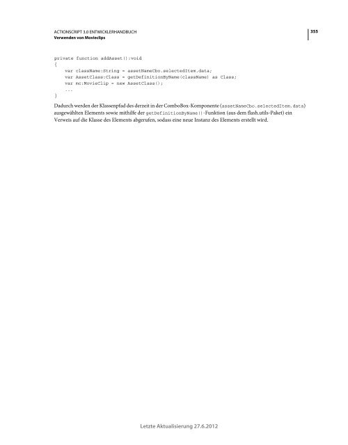 Actionscript 3 Entwicklerhandbuch