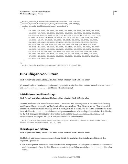 Actionscript 3 Entwicklerhandbuch