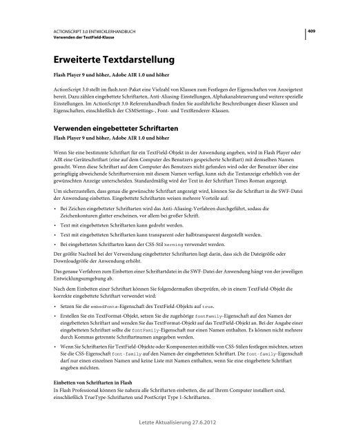 Actionscript 3 Entwicklerhandbuch