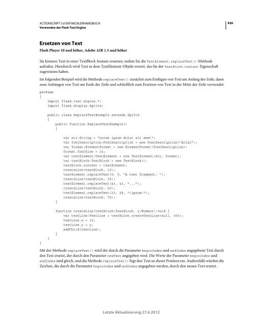 Actionscript 3 Entwicklerhandbuch