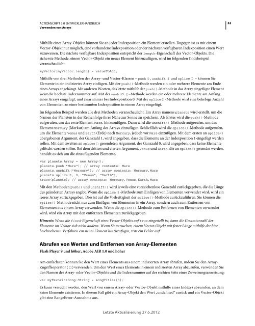 Actionscript 3 Entwicklerhandbuch