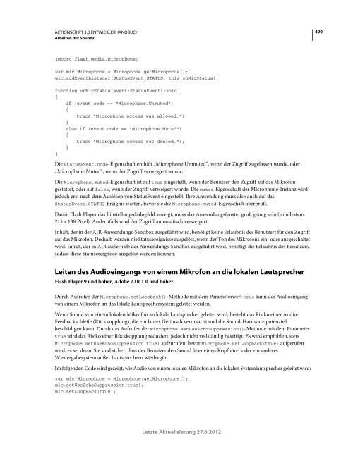 Actionscript 3 Entwicklerhandbuch