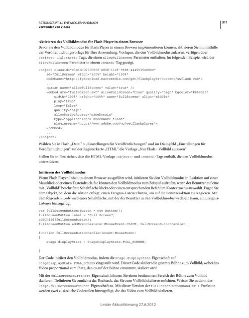 Actionscript 3 Entwicklerhandbuch