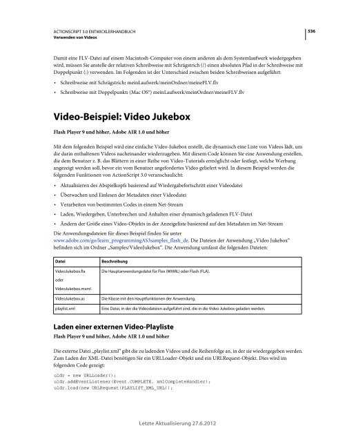 Actionscript 3 Entwicklerhandbuch