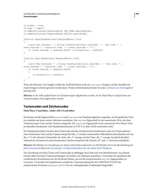 Actionscript 3 Entwicklerhandbuch