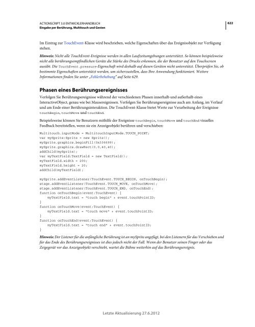 Actionscript 3 Entwicklerhandbuch