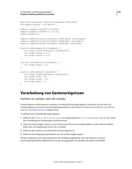 Actionscript 3 Entwicklerhandbuch