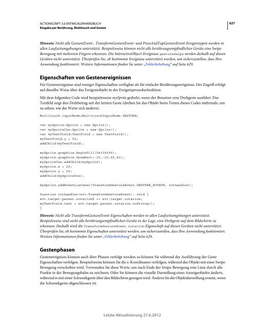 Actionscript 3 Entwicklerhandbuch