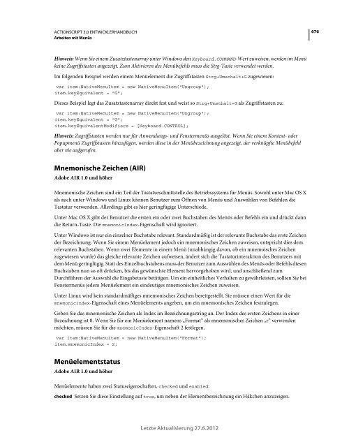 Actionscript 3 Entwicklerhandbuch